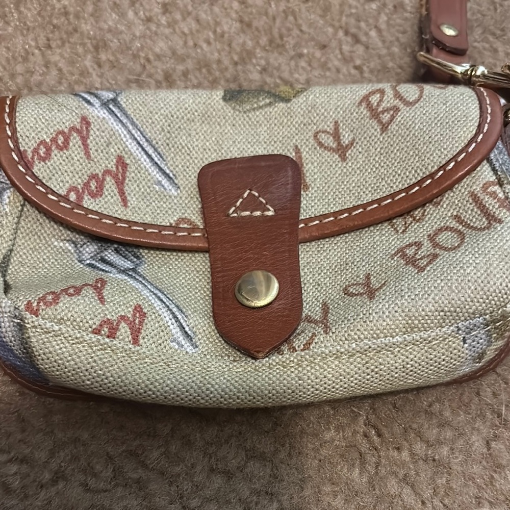 Canvas Dooney & Burke Wristlet with Brown Accents